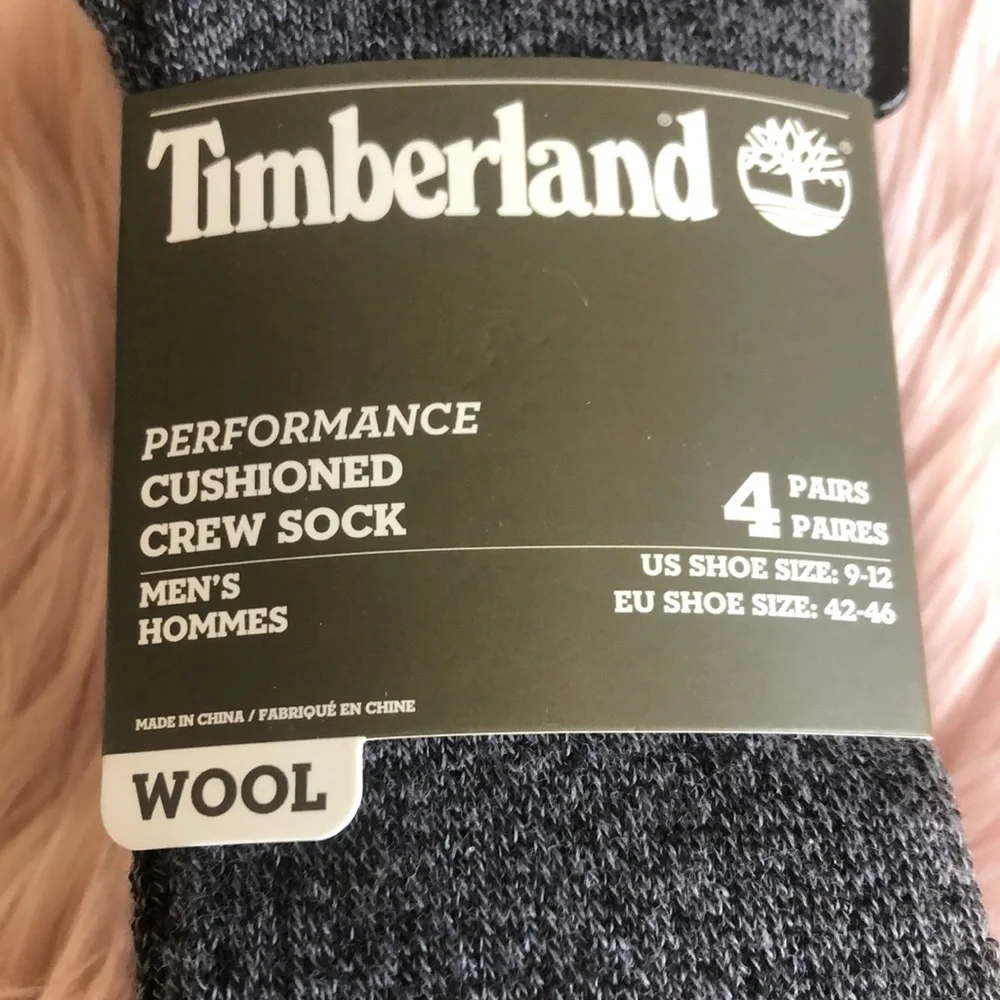 Timberland men’s wool performance cushioned crew socks